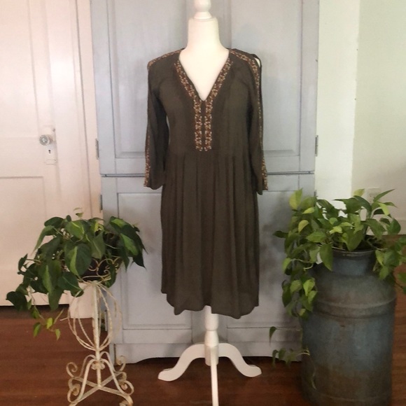 Knox Rose Olive Green Boho  Dress - Picture 1 of 4